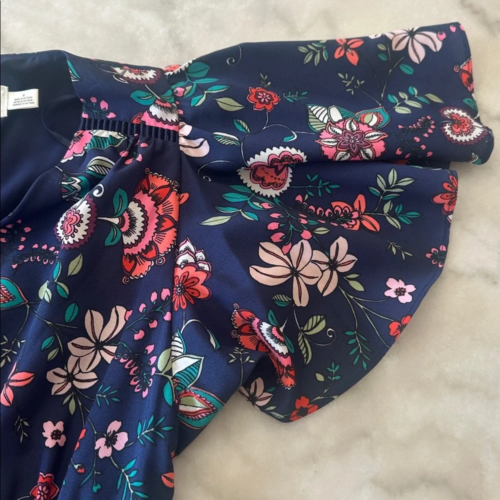 Eliza J Flutter Sleeve Tiered Fit & Flare Dress